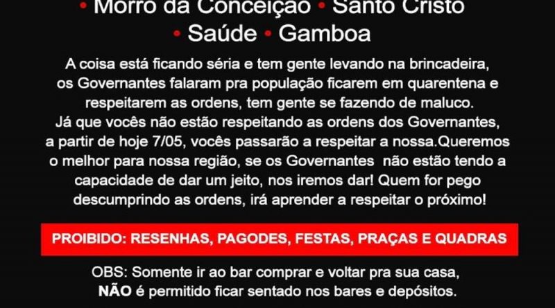 mensagem covid favelas