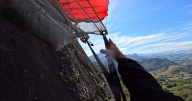 Bombeiro do Rio filma a própria queda em salto de base jump no ES. Veja vídeo