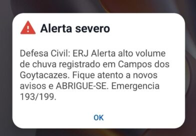 Defesa Civil emite alerta severo de chuva para Campos