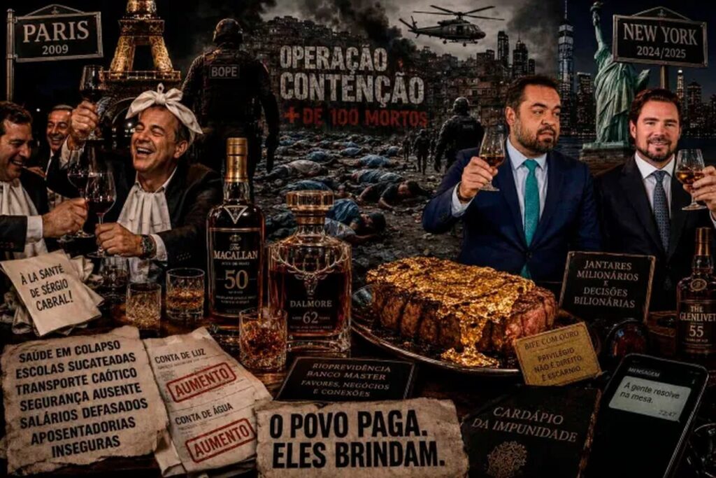 Dos guardanapos em Paris ao bife de ouro em Nova York: a persistência da elite fluminense desconectada dos pobres 1 Sérgio Cabral, Cláudio Castro, bife de ouro, Paris, Nova York, farra dos guardanapos