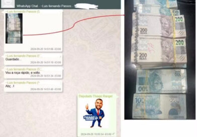 Deputado Thiago Rangel postou figurinha com a própria imagem após receber foto de dinheiro vivo
