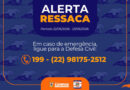 Defesa Civil dispara alerta sobre ocorrência de ressaca em Farol de São Tomé