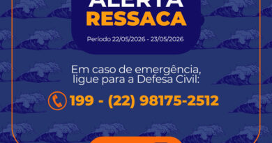 Defesa Civil dispara alerta sobre ocorrência de ressaca em Farol de São Tomé