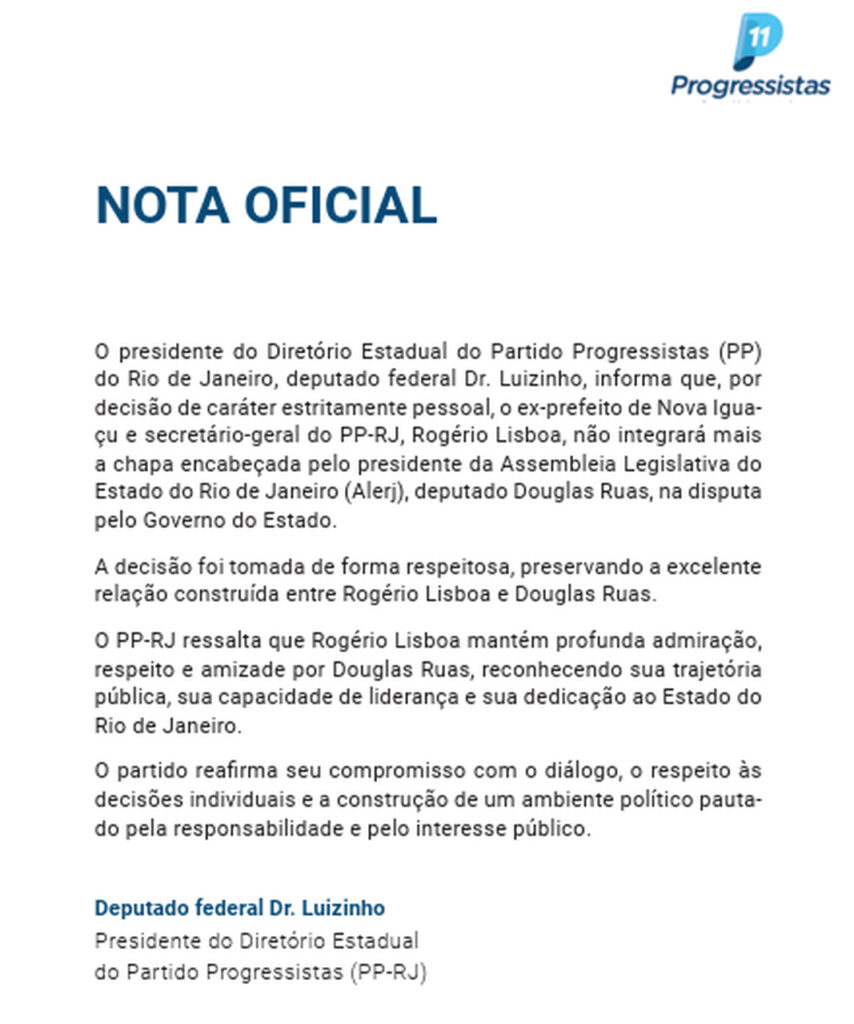 PP confirma saída de Rogério Lisboa da chapa de Douglas Ruas 2 Nota PP Easy Resize.com 1