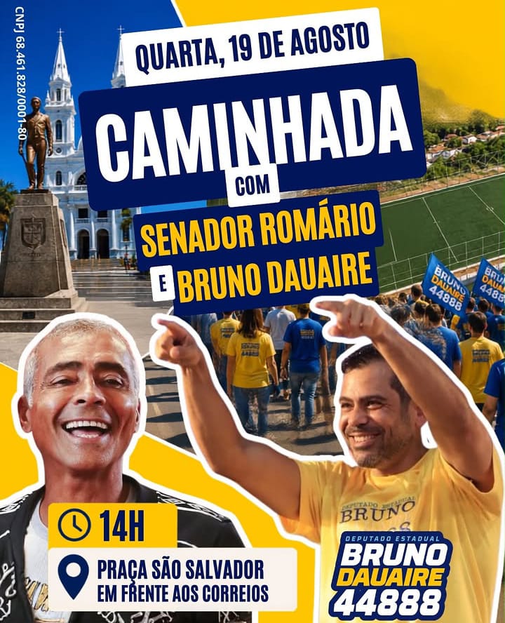 Romário vai a Campos para caminhada em apoio ao deputado Bruno Dauaire 1 WhatsApp Image 2026 08 19 at 08.06.01
