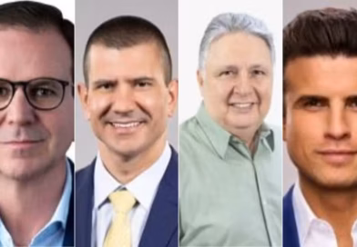 Da esquerda para direita: Eduardo Paes (PSD), Douglas Ruas (PL), Anthony Garotinho (Republicanos) e André Marinho (Novo)