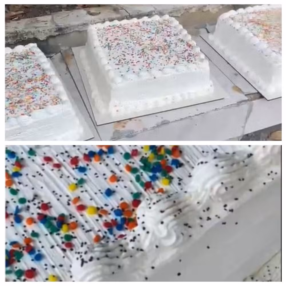 Vídeo mostra bolinhas pretas suspeitas de serem chumbinho em bolos para festa do Dia das Crianças no Rio 1 blank 2 grids collage 32
